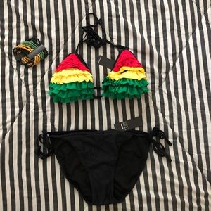 Red, Yellow & Green 2-Piece Bikini (Rasta Colors)